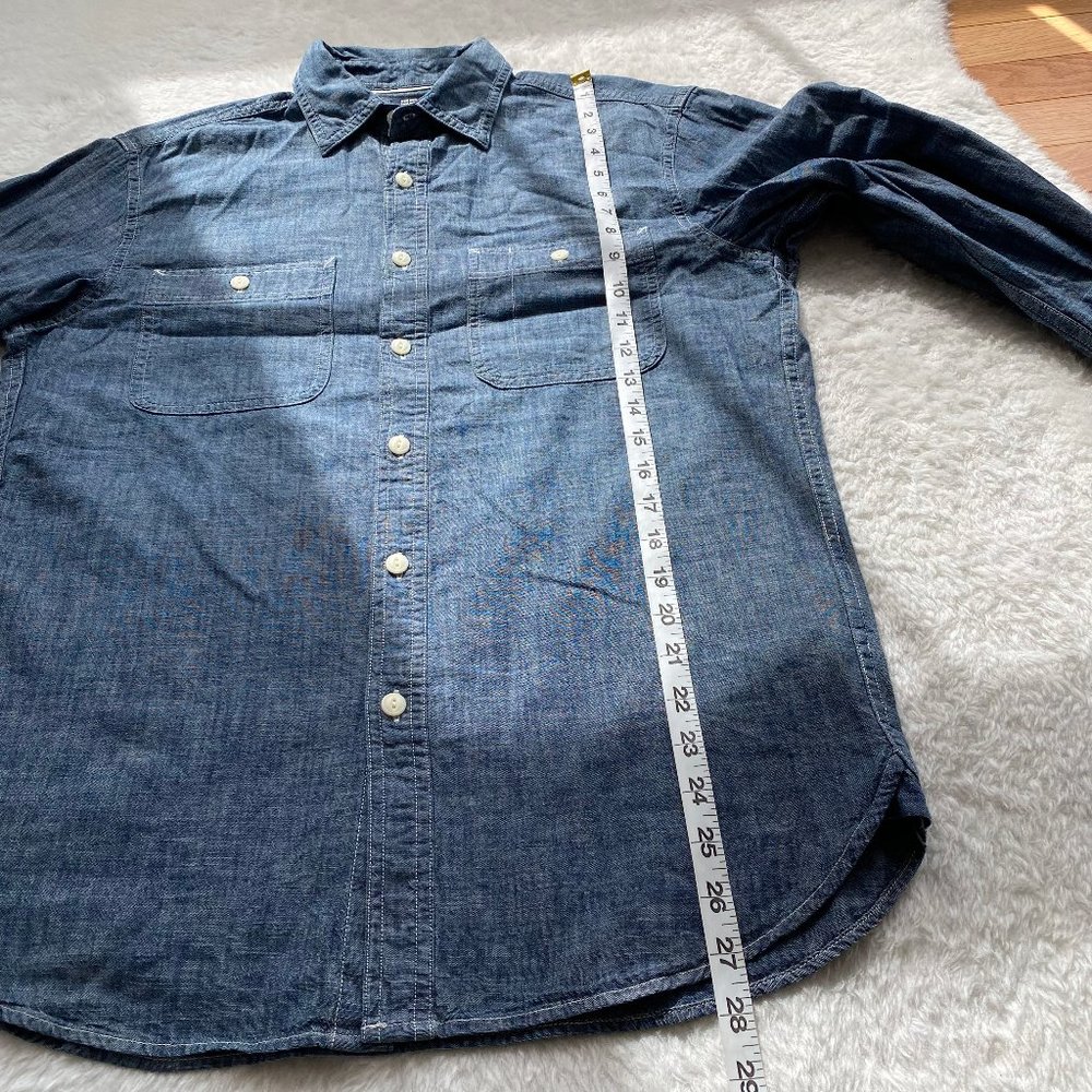 Uniqlo NWOT Men's Denim Utility Long-Sleeve Shirt, Blue Denim Classic, S/M - Picture 10 of 10